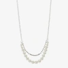 Monet Jewelry Timeless Silver Tone Frontal Womens Glass 16 Inch Strand Necklace In White