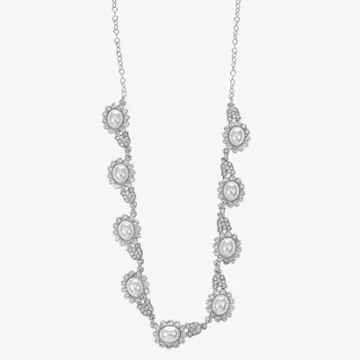 Monet Jewelry Timeless Silver Tone Halo Womens 17 Inch Collar Necklace In Metallic