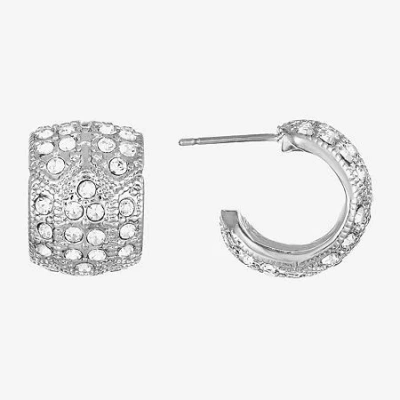 Monet Jewelry Timeless Silver Tone Huggie Womens Glass 17mm Hypoallergenic Hoop Earrings