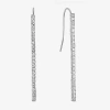 Monet Jewelry Timeless Silver Tone Linear Womens Crystal Drop Earrings In Silver