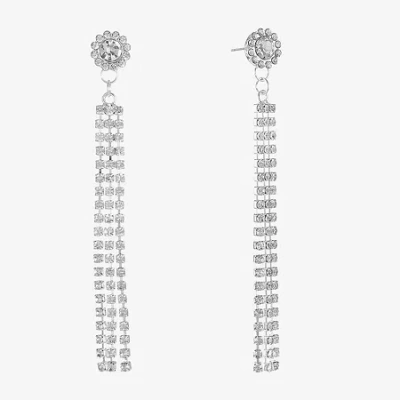 Monet Jewelry Timeless Silver Tone Linear Womens Hypoallergenic Drop Earrings