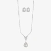 Monet Jewelry Timeless Silver Tone Pendant Necklace & Drop Earrings Womens Glass 2-pc. Jewelry Set In White