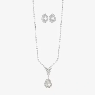 Monet Jewelry Timeless Silver Tone Pendant Necklace & Drop Earrings Womens Glass 2-pc. Jewelry Set