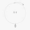 Monet Jewelry Timeless Silver Tone Pendant Necklace And Stud Earring Womens 2-pc. Jewelry Set In White
