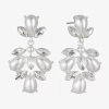 Monet Jewelry Timeless Silver Tone Shaky Womens Glass Simulated Pearl Marquise Hypoallergenic Chandelier Earrings In Metallic