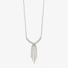 Monet Jewelry Timeless Silver Tone Tassel Womens Glass 17 Inch Y Necklace In Silver
