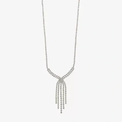 Monet Jewelry Timeless Silver Tone Tassel Womens Glass 17 Inch Y Necklace In White