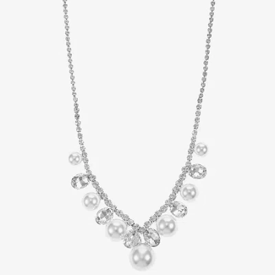 Monet Jewelry Timeless Silver Tone Womens 17 Inch Collar Necklace In White