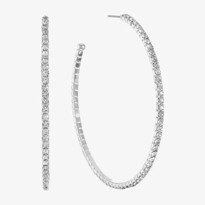 Monet Jewelry Timeless Silver Tone Womens 60mm Hypoallergenic Hoop Earrings