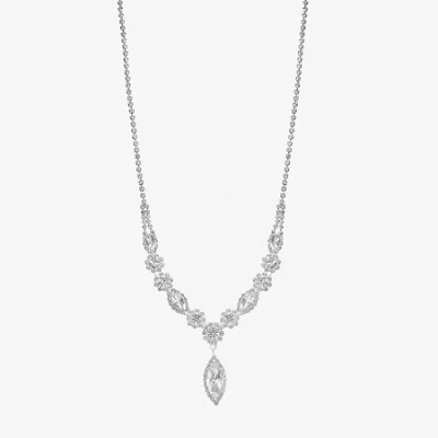 Monet Jewelry Timeless Silver Tone Womens Crystal 17 Inch Y Necklace