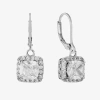 Monet Jewelry Timeless Silver Tone Womens Cubic Zirconia Square Drop Earrings In White