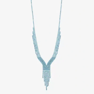 Monet Jewelry Timeless Silver Tone Womens Glass 17 Inch Y Necklace In Blue