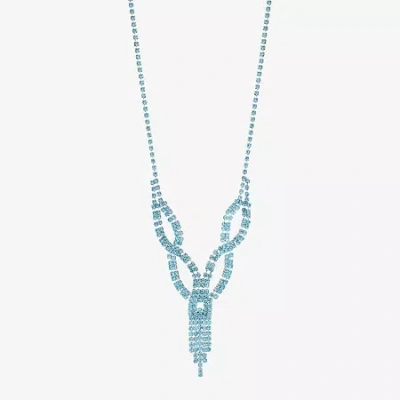 Monet Jewelry Timeless Silver Tone Womens Glass 17 Inch Y Necklace In Blue