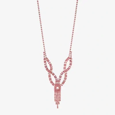 Monet Jewelry Timeless Silver Tone Womens Glass 17 Inch Y Necklace In Pink