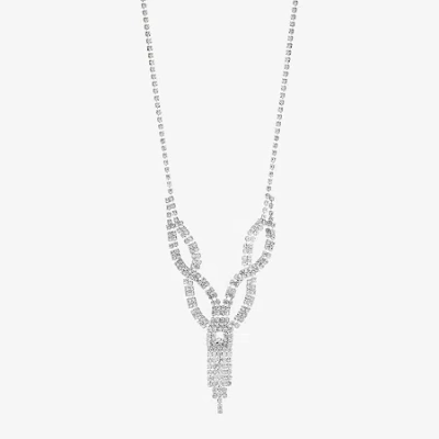 Monet Jewelry Timeless Silver Tone Womens Glass 17 Inch Y Necklace In White