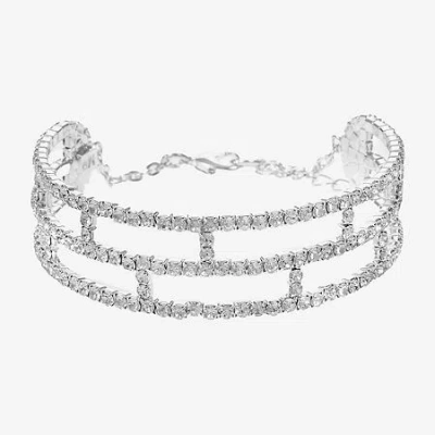 Monet Jewelry Timeless Silver Tone Womens Glass Cuff Bracelet