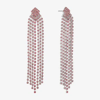 Monet Jewelry Timeless Silver Tone Womens Glass Hypoallergenic Chandelier Earrings In Pink