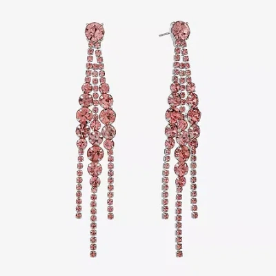 Monet Jewelry Timeless Silver Tone Womens Glass Hypoallergenic Chandelier Earrings In Pink