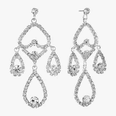 Monet Jewelry Timeless Silver Tone Womens Glass Hypoallergenic Chandelier Earrings In Metallic