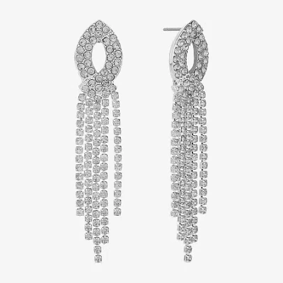 Monet Jewelry Timeless Silver Tone Womens Glass Hypoallergenic Chandelier Earrings In White