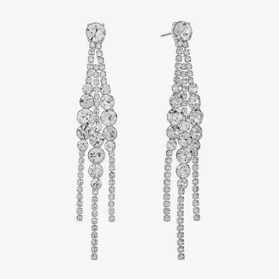 Monet Jewelry Timeless Silver Tone Womens Glass Hypoallergenic Chandelier Earrings In White