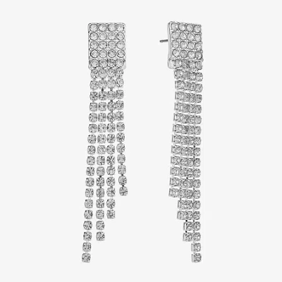 Monet Jewelry Timeless Silver Tone Womens Glass Hypoallergenic Chandelier Earrings In White