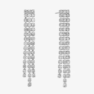 Monet Jewelry Timeless Silver Tone Womens Glass Hypoallergenic Drop Earrings In White