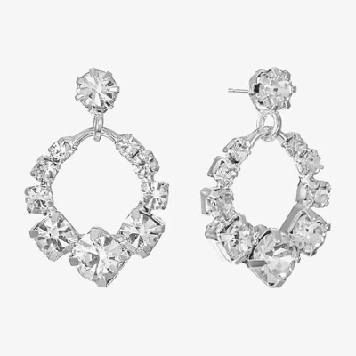 Monet Jewelry Timeless Silver Tone Womens Glass Round Hypoallergenic Drop Earrings In Metallic