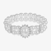 Monet Jewelry Timeless Silver Tone Womens Glass Simulated Pearl Stretch Bracelet In Silver