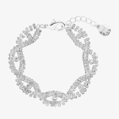 Monet Jewelry Timeless Silver Tone Womens Glass Strand Bracelet In White