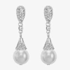 Monet Jewelry Timeless Womens Glass Hypoallergenic Drop Earrings In Silver