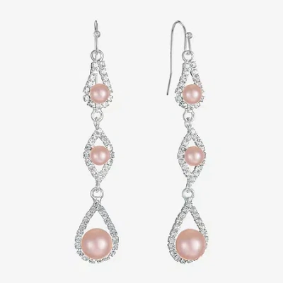 Monet Jewelry Timeless Womens Glass Simulated Pearl Round Hypoallergenic Drop Earrings In Pink