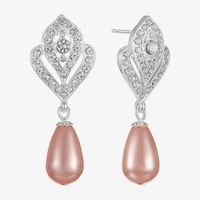 Monet Jewelry Timeless Womens Glass Simulated Pearl Round Hypoallergenic Drop Earrings In Pink