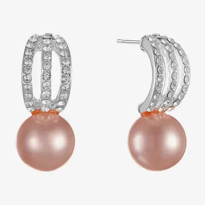 Monet Jewelry Timeless Womens Glass Simulated Pearl Round Hypoallergenic Drop Earrings In Pink