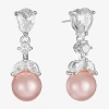 Monet Jewelry Timeless Womens Simulated Pearl Hypoallergenic Drop Earrings In Silver