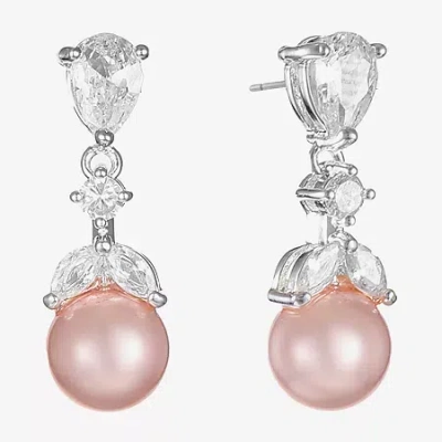 Monet Jewelry Timeless Womens Simulated Pearl Hypoallergenic Drop Earrings In Pink