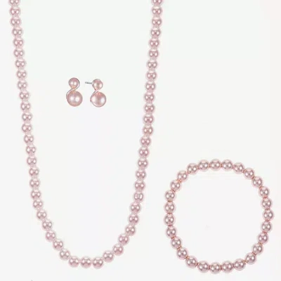 Monet Jewelry Timeless Womens Simulated Pearl Round 3-pc. Jewelry Set In Pink