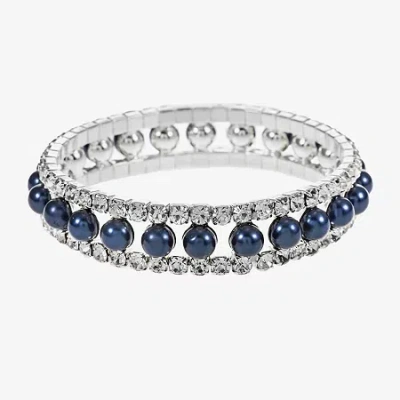 Monet Jewelry Timeless Womens Simulated Pearl Round Stretch Bracelet In Blue
