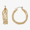 Monet Jewelry Twist Womens 32.2mm Hypoallergenic Hoop Earrings In Gold