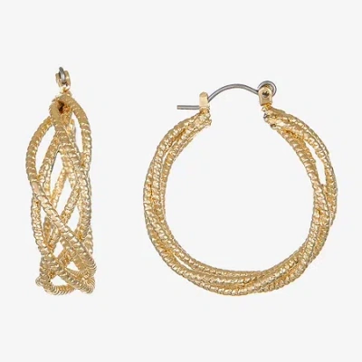 Monet Jewelry Twist Womens 32.2mm Hypoallergenic Hoop Earrings In Yellow