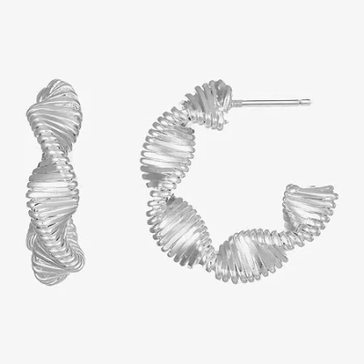 Monet Jewelry Twisted Womens 20mm Hypoallergenic Hoop Earrings In Silver
