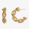 Monet Jewelry Twisted Womens 20mm Hypoallergenic Hoop Earrings In Gold
