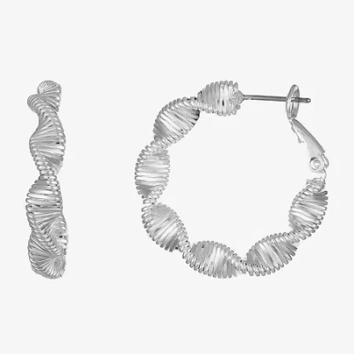 Monet Jewelry Twisted Womens 30mm Hypoallergenic Hoop Earrings In Metallic