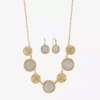 Monet Jewelry Two Tone Collar Frontal Necklaces & Drop Earring Womens Round 2-pc. Jewelry Set In Gold