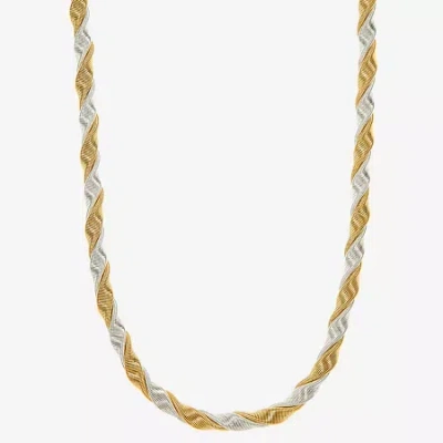 Monet Jewelry Two Tone Twisted Womens 18 Inch Collar Necklace In Gold
