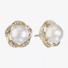 Monet Jewelry White Simulated Pearl 19.5mm Stud Earrings In Gold