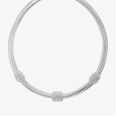 Monet Jewelry Womens 17 Inch Collar Necklace In Silver