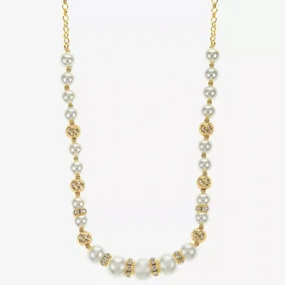 Monet Jewelry Womens 17 Inch Collar Necklace In White