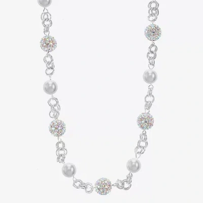 Monet Jewelry Womens 17 Inch Collar Necklace In White