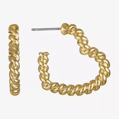 Monet Jewelry Womens 25mm Heart Hypoallergenic Hoop Earrings In Yellow